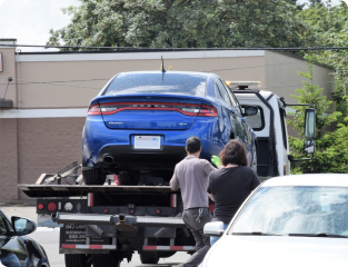 Car on a platform